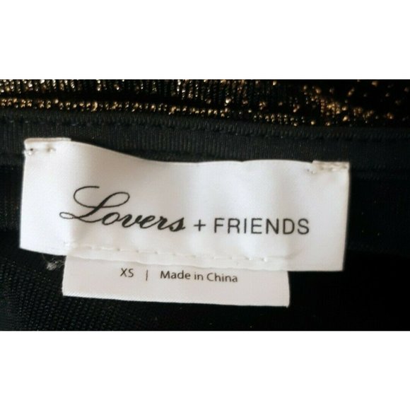 Lovers + Friends Black Gold Burmese Long Sleeve Dress in Lioness XS Ruched Side - Picture 10 of 11